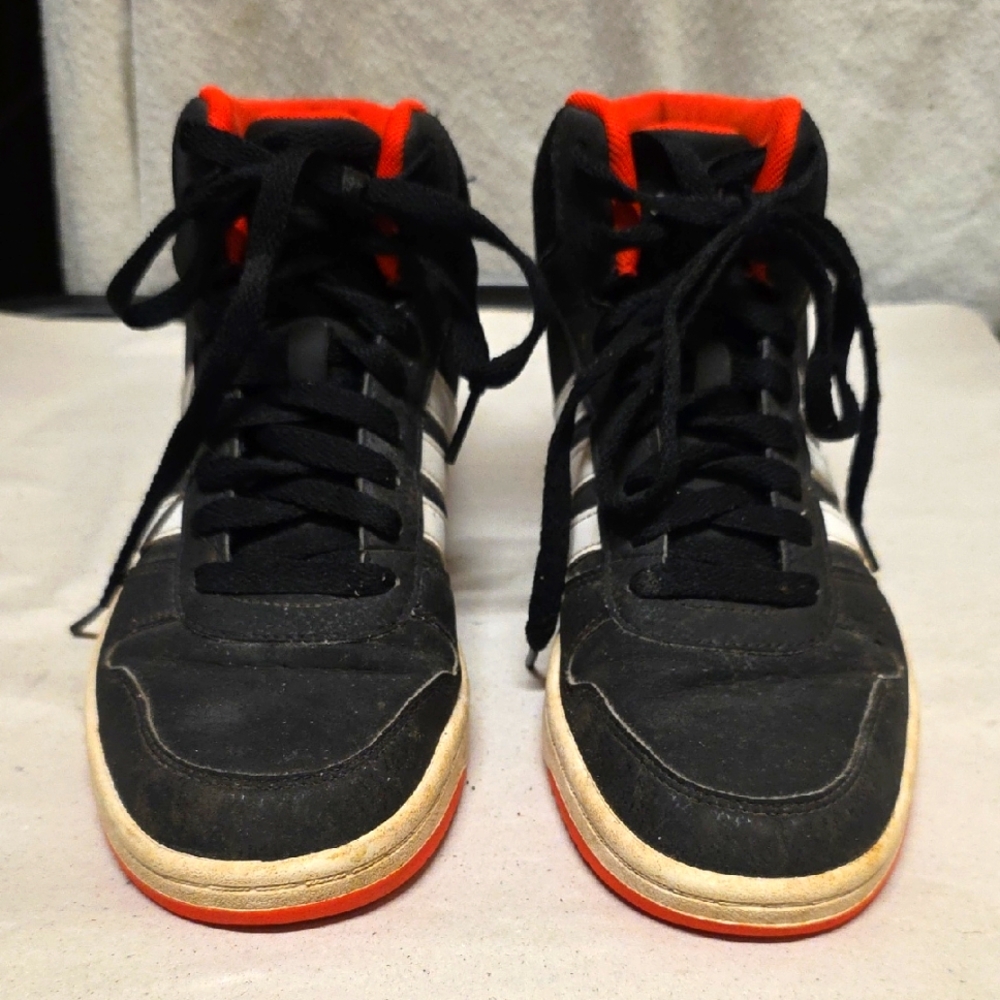Adidas Hoops 2.0 Black, White, And Red Hi-Top Sneakers Youth Boys Size 6
